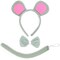 Mouse Costume Accessory Set - Grey and Pink Ears Headband, Bow Tie and Tail Accessories Set for Rat Costume for Toddlers and Kids